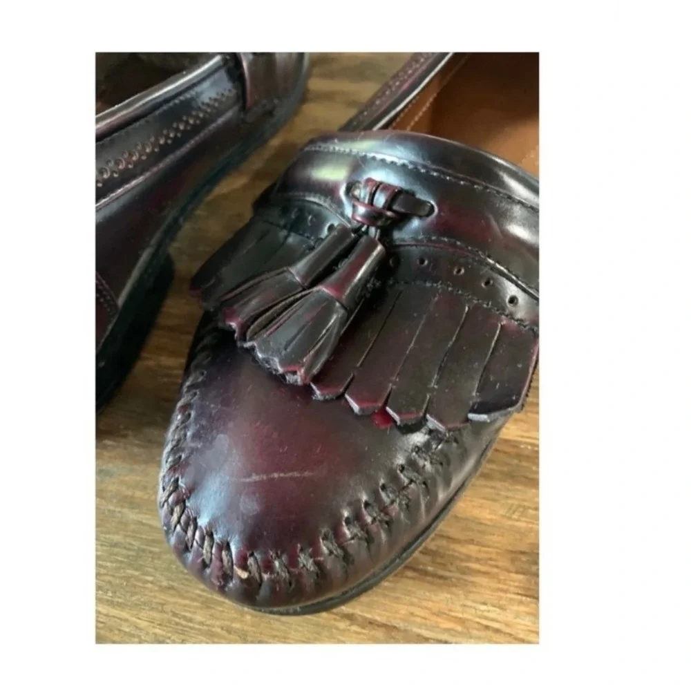 Weejuns Kiltie Tassel Loafers Mens 9.5 D Burgundy Vintage Retro Old Money